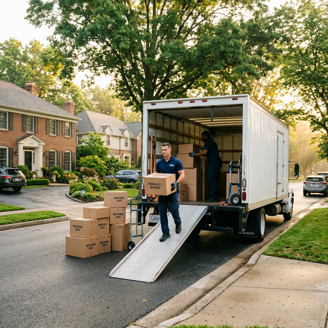 Moving truck on street